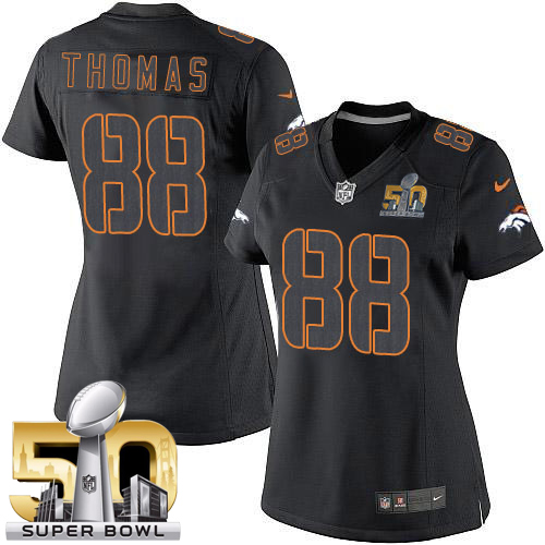 Women's Limited Demaryius Thomas Super Bowl L Nike Jersey Black - #88 Impact NFL Denver Broncos